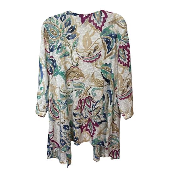 Catherines Women's Cardigan Plus Size 2X White Paisley 3/4 Sleeve Open Front - Picture 3 of 6